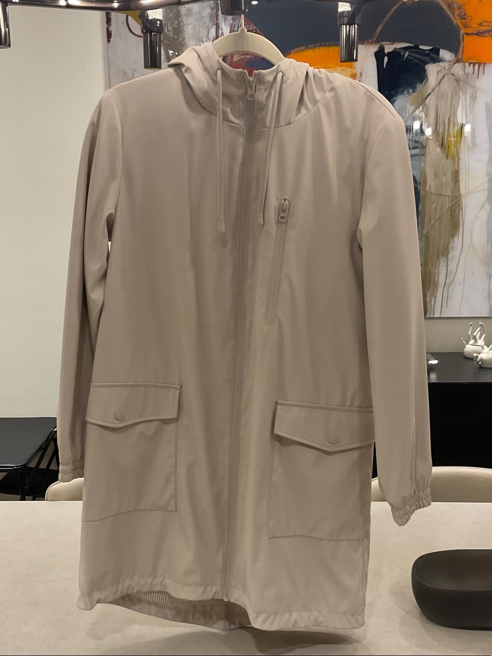 Zara Men's Hooded Raincoat in Beige